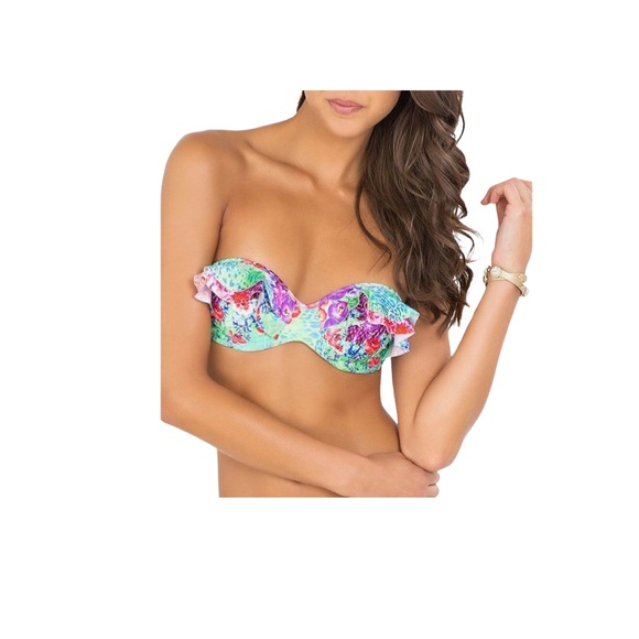 Luli Fama Women's Pequeno Paraiso Ruffle Underwire Push up Bikini top Medium - Picture 1 of 7